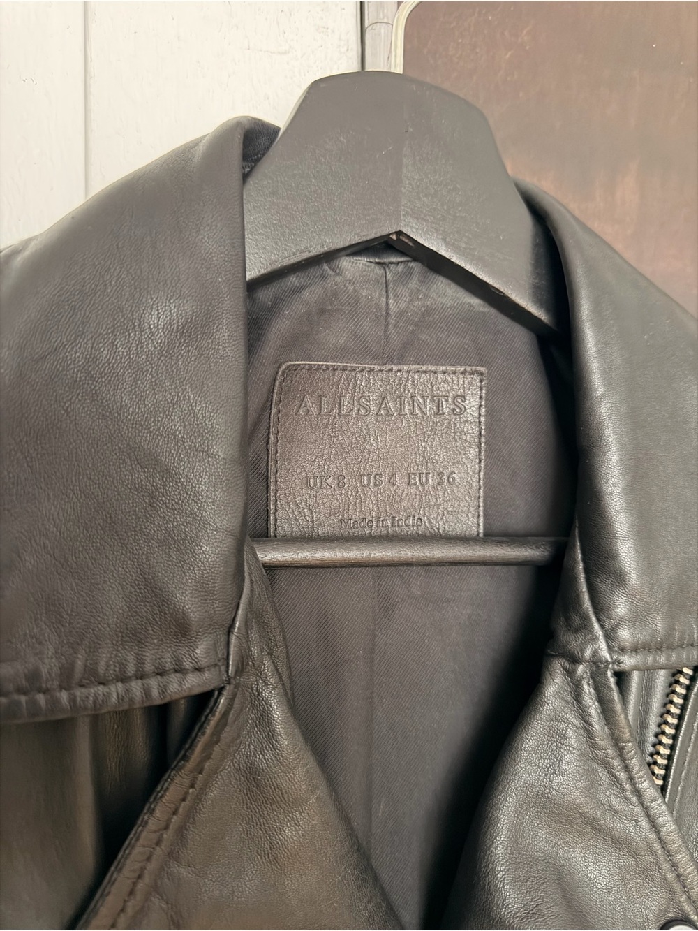 All Saints Balfern Leather Moto Jacket Biker Women’s Size 4 Medium Black - Picture 2 of 3